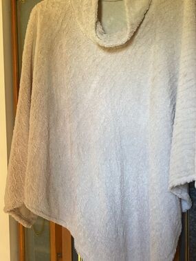 Cozy Women's Cream Plush Cowl Neck poncho